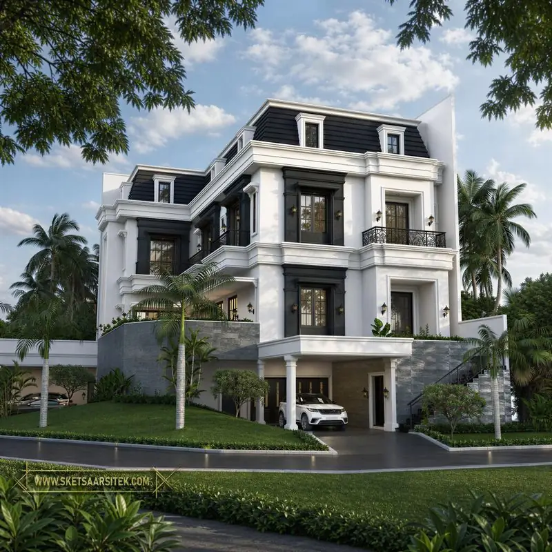 Desain Rumah Klasik Mewah French Mansard